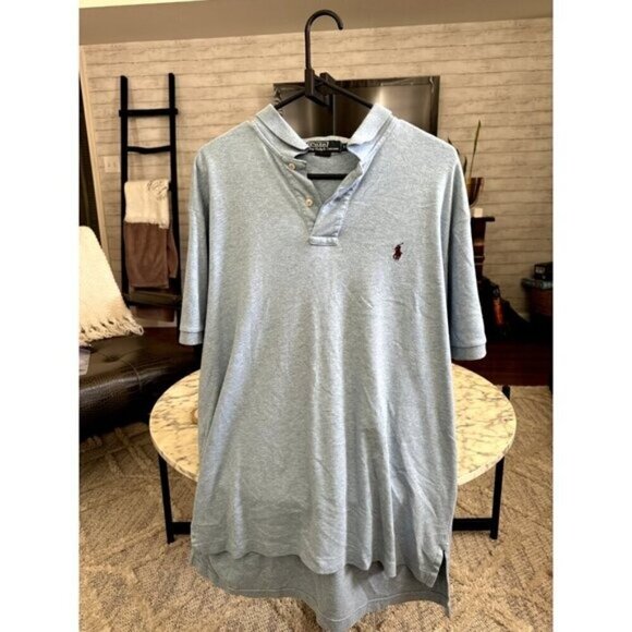 Polo Ralph Lauren Andover Heather/Navy The Iconic Mesh Polo Shirt Mens Size M - Picture 2 of 6